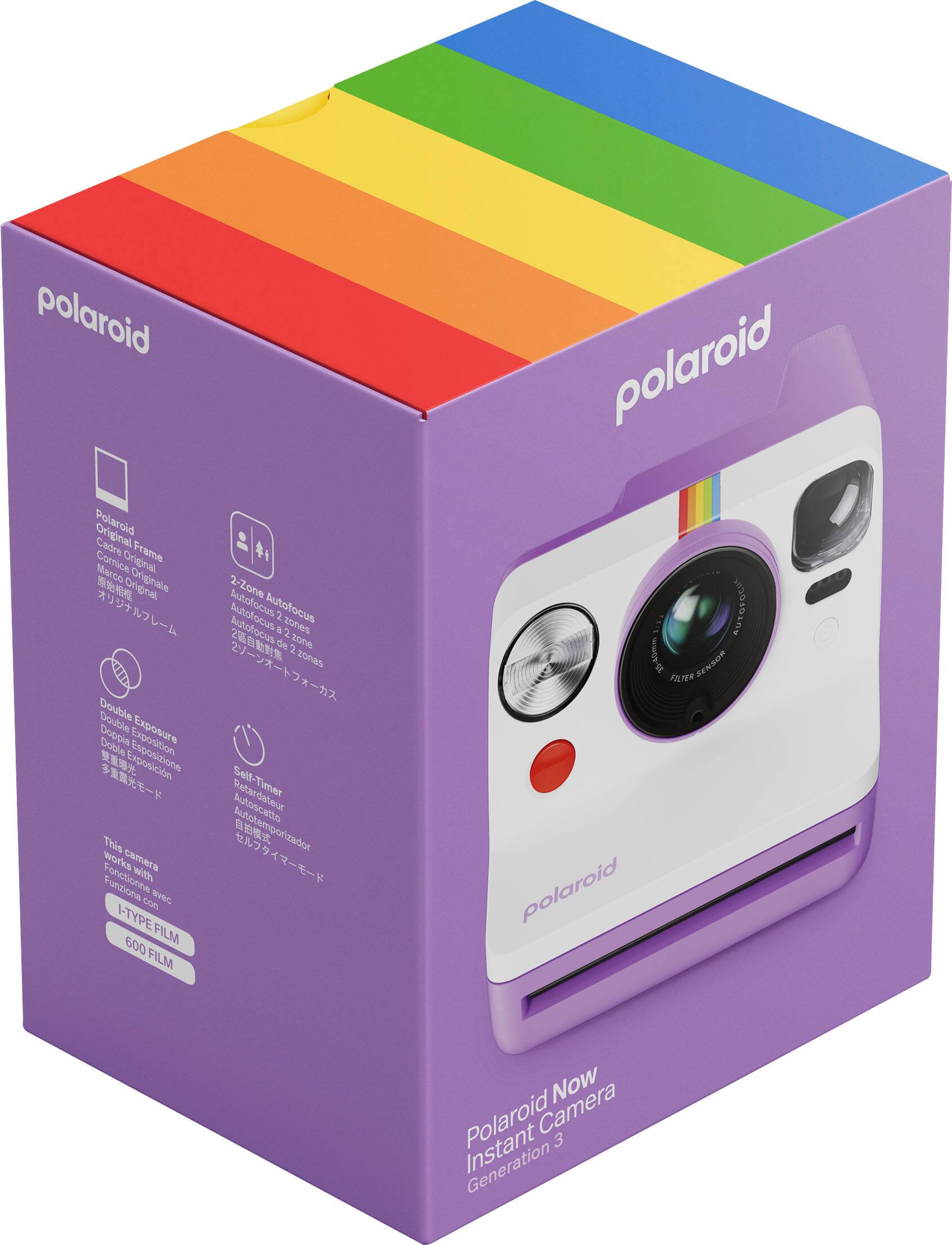 The text on the image reads: "Polaroid Polaroid Original Cadre Frame Marco Comnice Original 1-Zone 2-Zone Autofocus 1-Zone 2-Zone Double Exposure Ocibia Exposicin Self-Timer Retardateur Autotemporizador works camera with Funziona SC con -TYPE 600 FILM FILMA polaroid BIBA AUTOFOCIC si-t0mm SENSON FILTER polaroid Now Polaroid Camera Instant 3."