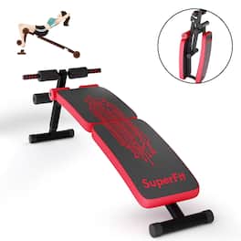 Costway - Folding Weight Bench Adjustable Sit-up Board Curved Decline Bench - Red