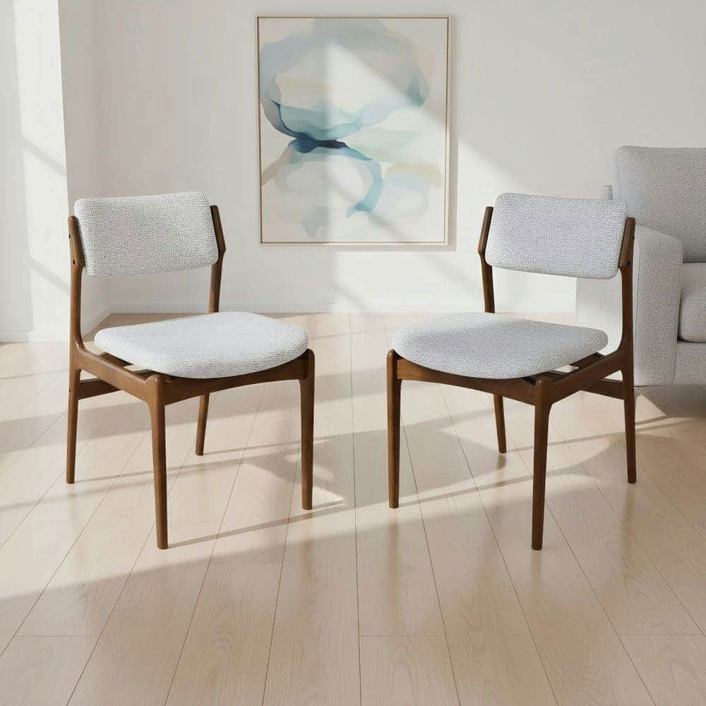 Kadyn - Set of 2 Modern Padded Dining Chairs with Rubberwood Legs, and Brown - Gray