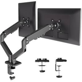 Hirose Alice - Single Monitor Mount Gas Spring Arm For 15-32 Inch Screens Adjustable Computer Stand Up To 20 Lbs With Clamp - Black-Basic Dual Mount