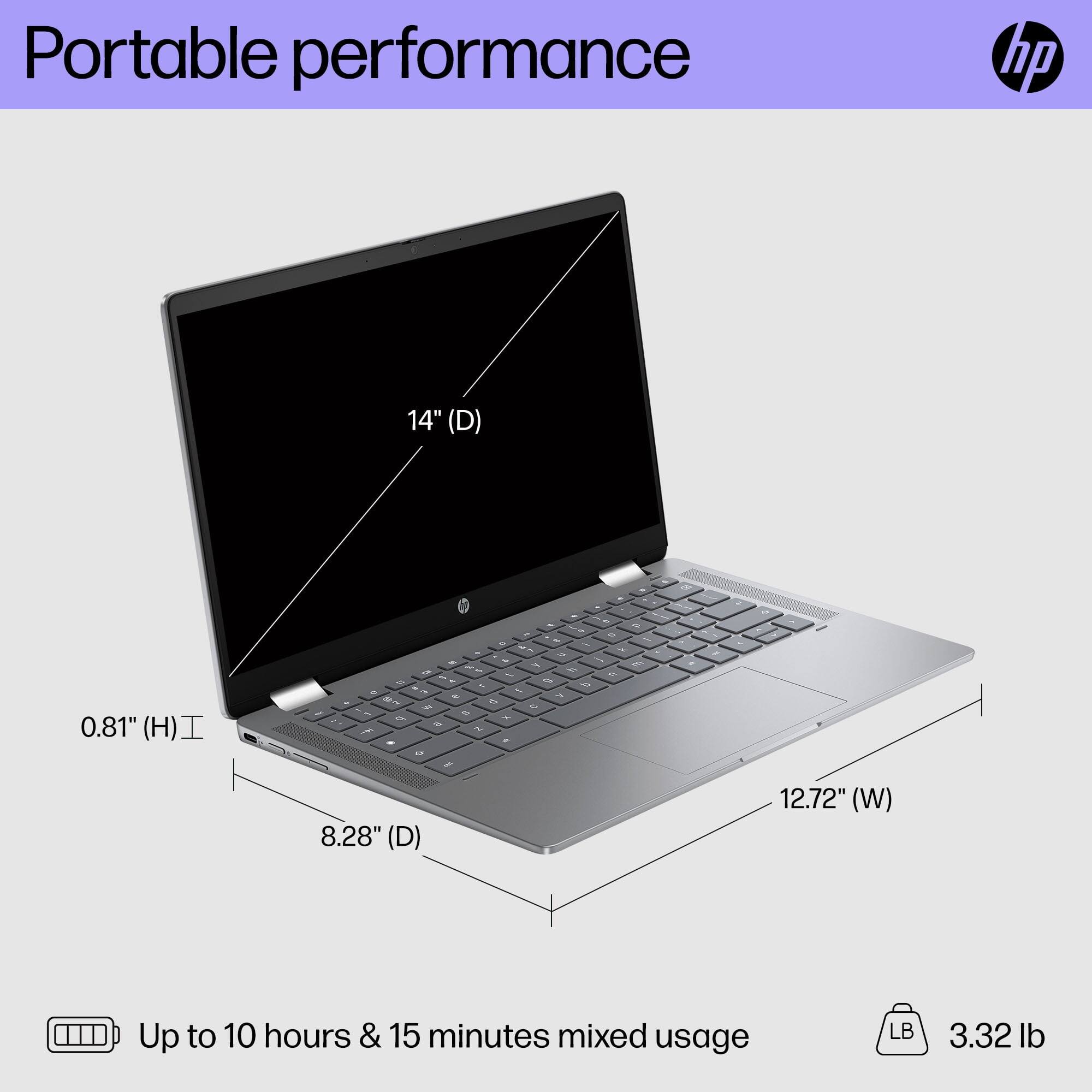 Portable performance  
14" (D)  
0.81" (H)  
8.28" (D)  
12.72" (W)  
Up to 10 hours & 15 minutes mixed usage  
3.32 lb