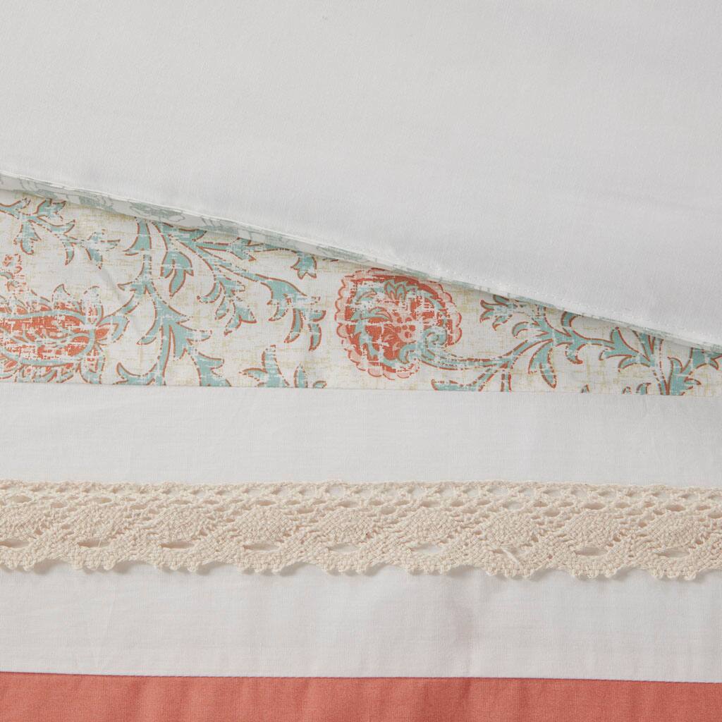 Alt View 5. Gracie Mills - Gracie Mills Singleton 9-Piece Cotton Percale Comforter Set with Paisley Print - Coral.