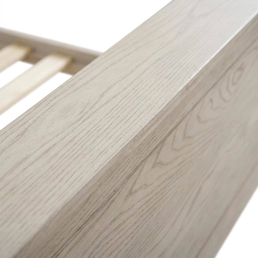 Alt View 2. FurniFact - Solid Wood Platform Bed with Headboard - Driftwood Gray Oak.