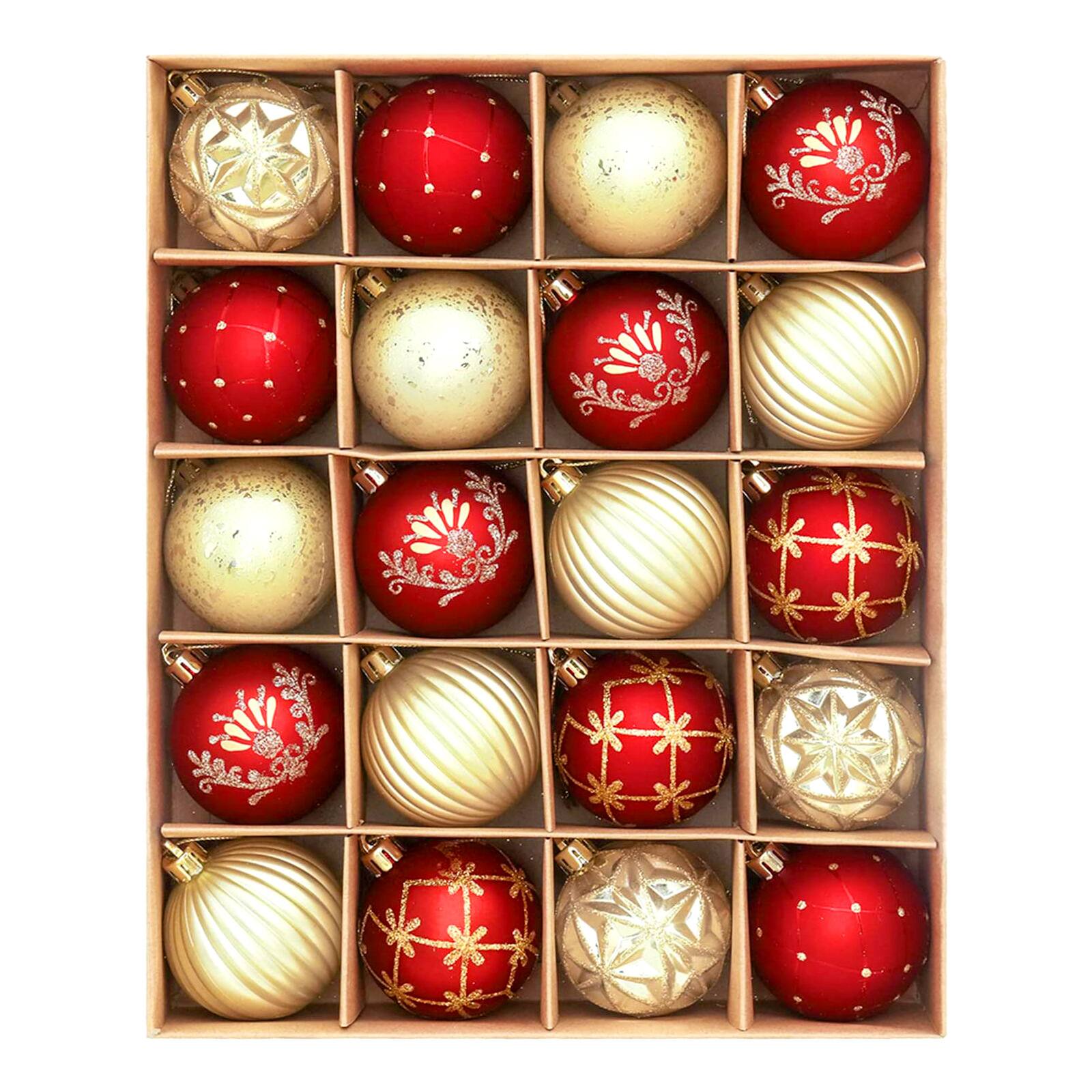 Acekool - 20 PCS Shatterproof Christmas Ball Ornaments for Xmas Holiday Wedding Party and Home Decor( - Red Gold