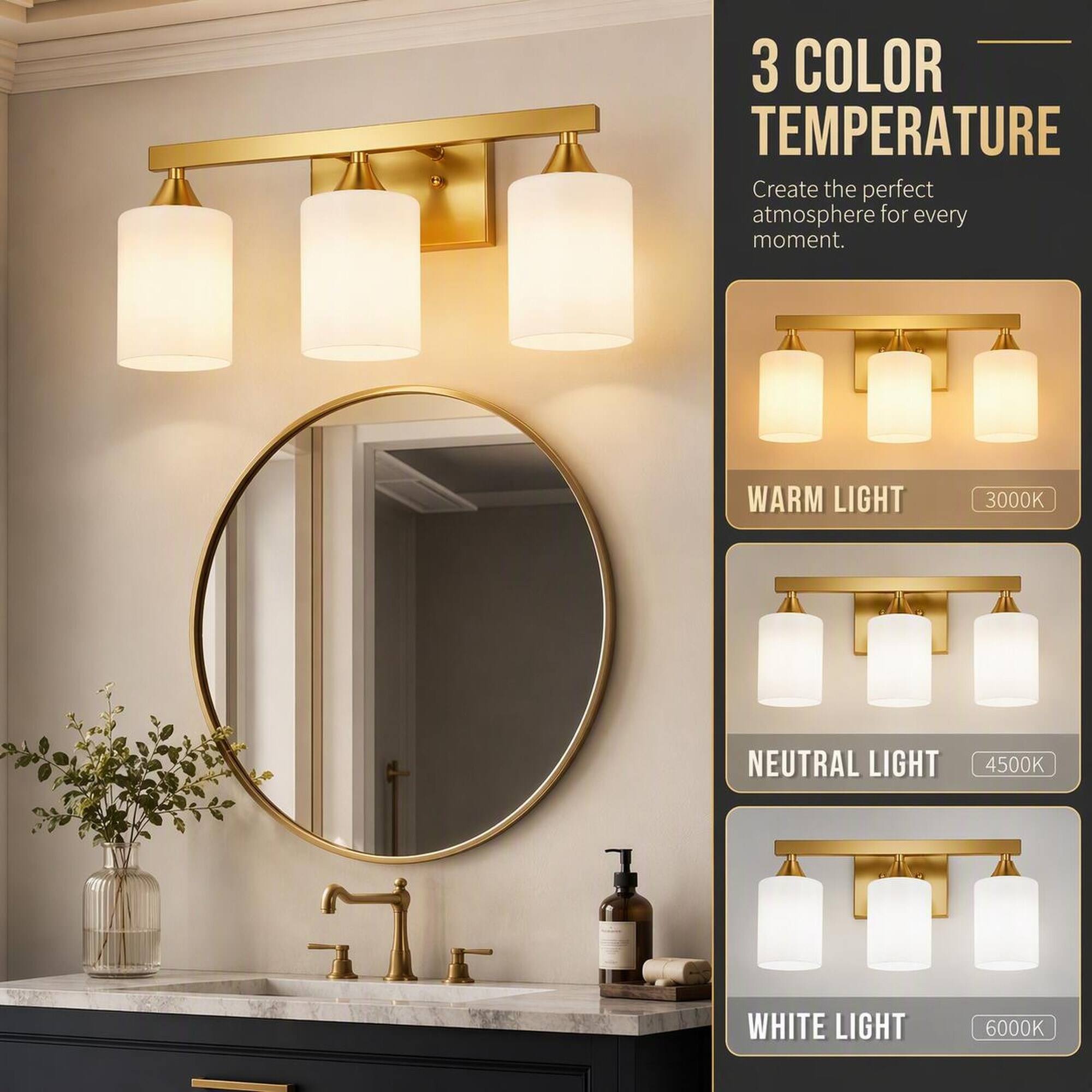 3 COLOR TEMPERATURE  
Create the perfect atmosphere for every moment.  

WARM LIGHT  
3000K  

NEUTRAL LIGHT  
4500K  

WHITE LIGHT  
6000K
