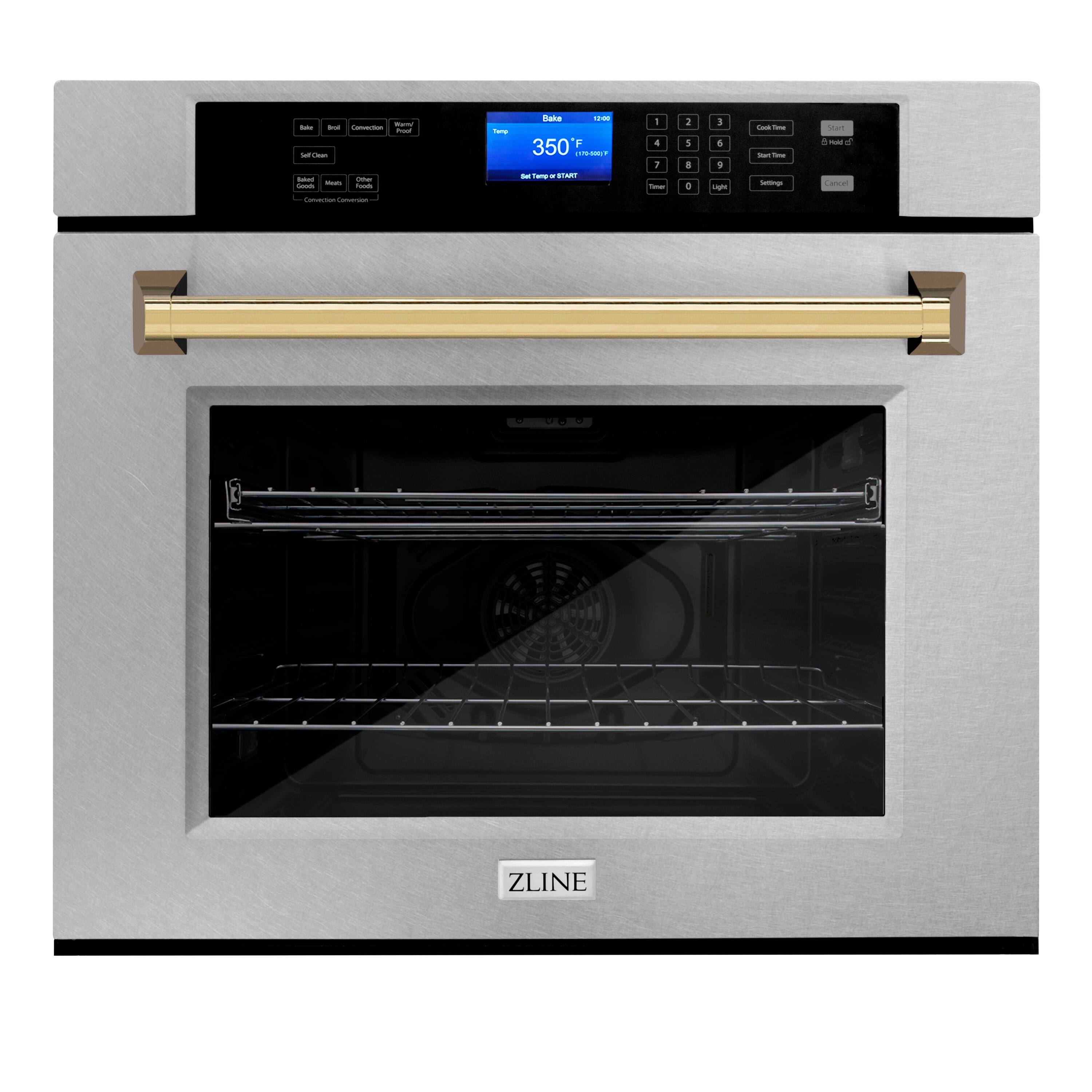 Front. ZLINE - 30" Autograph Edition Single Wall Oven in Fingerprint Resistant Stainless Steel and Polished Polished Gold - Stainless Steel.