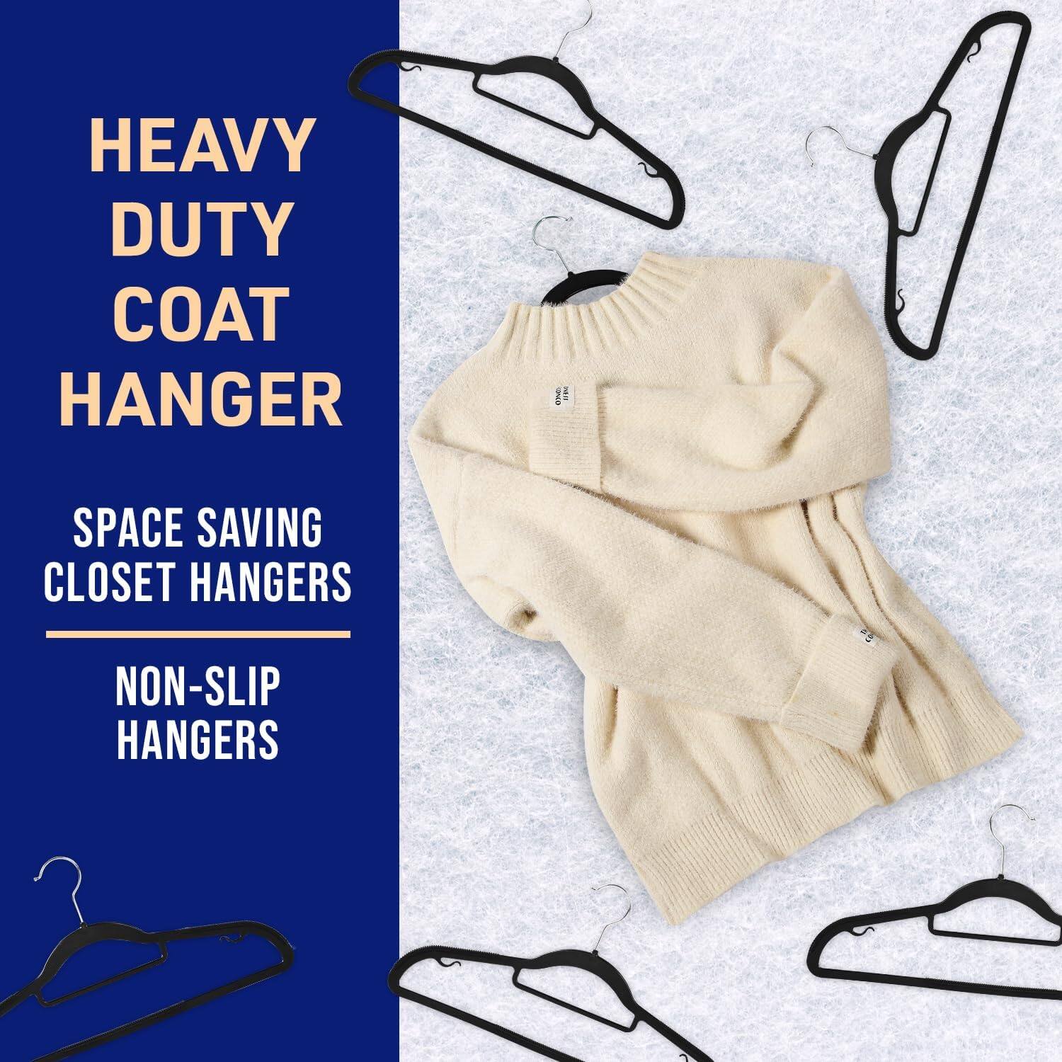 HEAVY DUTY COAT HANGER
SPACE SAVING CLOSET HANGERS
NON-SLIP HANGERS