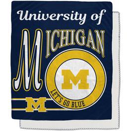 Pegasus - Michigan Wolverines 50" x 60" Retro Emblem Flannel Fleece Sherpa Blanket - Multicolor