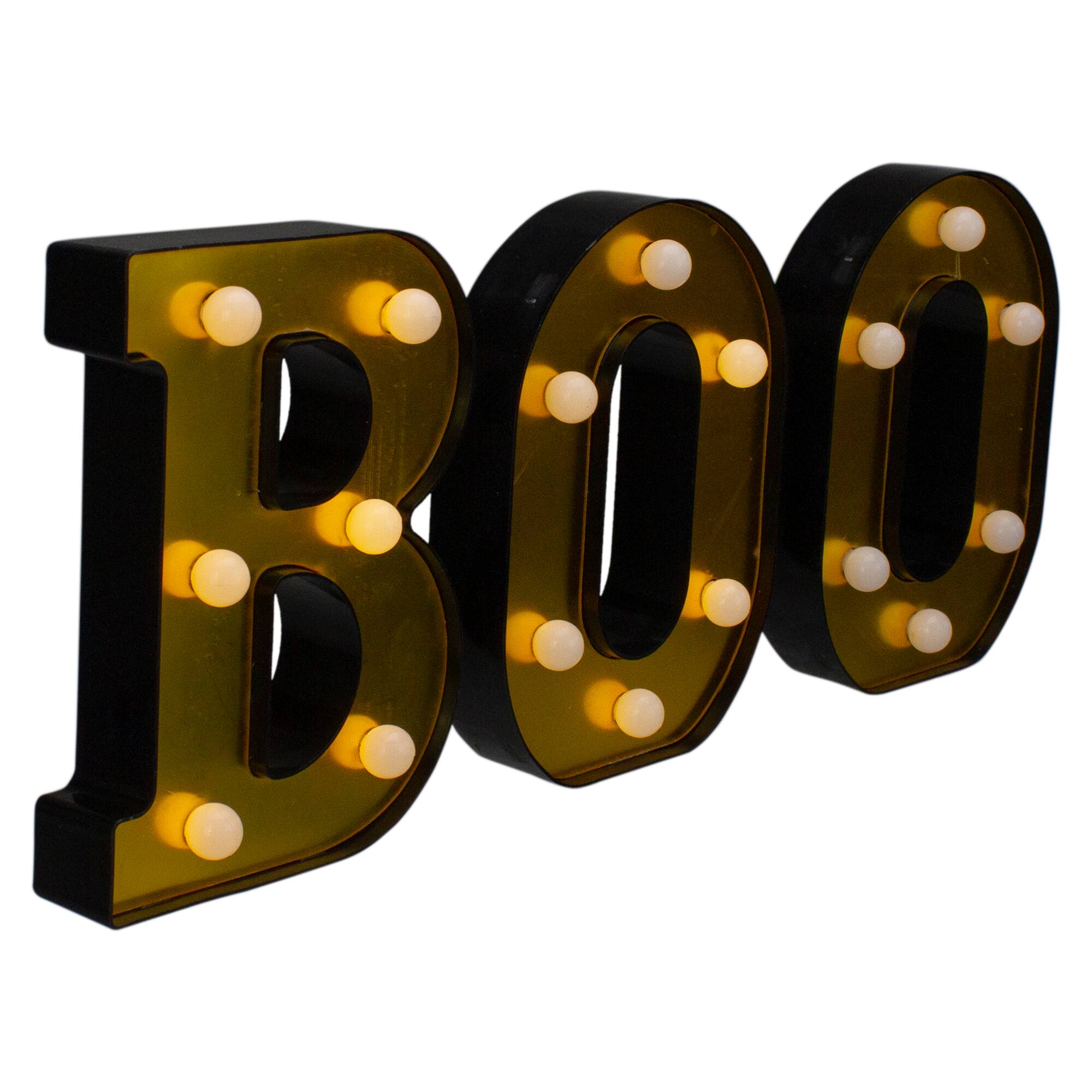 Alt View 2. Northlight - LED Lighted "BOO" Halloween Marquee Sign - 6.5" - Warm White - Black.