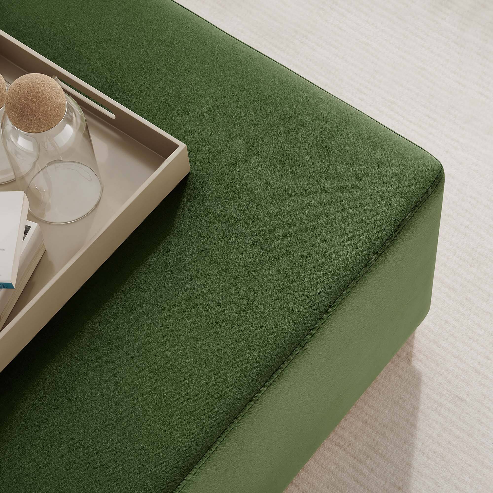 Alt View 2. Modway - Tilden Large 28" Square Performance Velvet Upholstered Ottoman by Modway - Moss Green Natural.