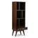 Angle. Simpli Home - Draper Mid-Century Modern Solid Hardwood 6-Shelf 1-Drawer Bookcase - Medium Auburn Brown.