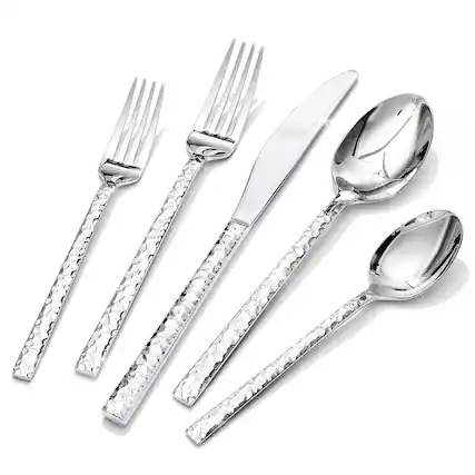 Front. Dazzed Corner - 20 Piece Silverware Set, 18/10 Stainless Steel Flatware Set for 4 - Silver.