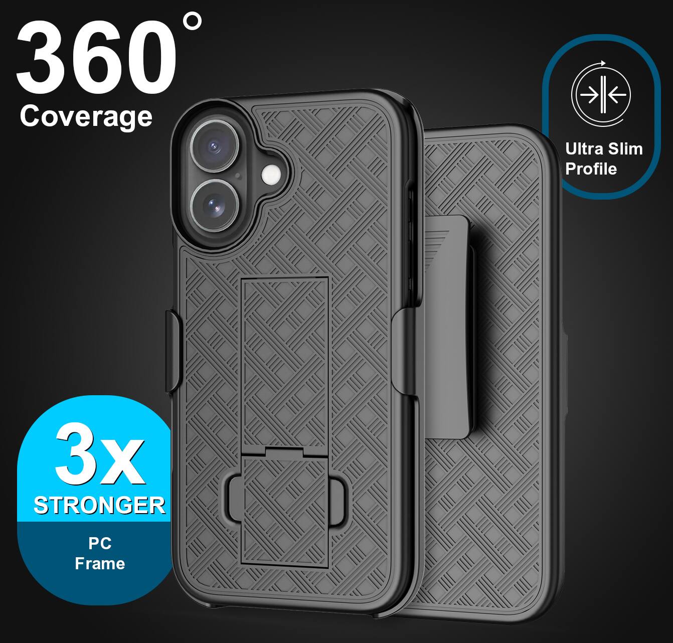 360° Coverage  
Ultra Slim Profile  
3x STRONGER PC Frame