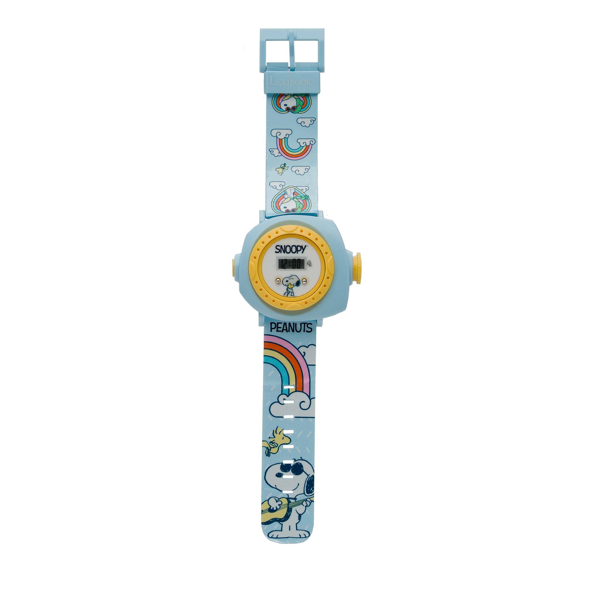 Lexibook- Snoopy Digital Projection Watch with 20 Projectable Peanuts Images and Adjustable Strap- Blue