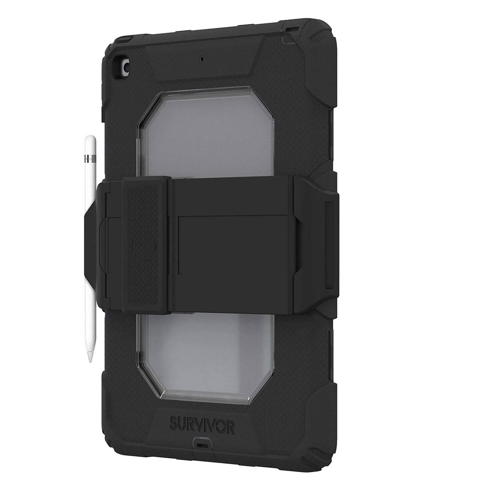 Left. Griffin - Griffin Survivor All-Terrain Case for Apple iPad 10.2 (9th, 8th, 7th), Detachable Kickstand, Apple Pencil H - Black.