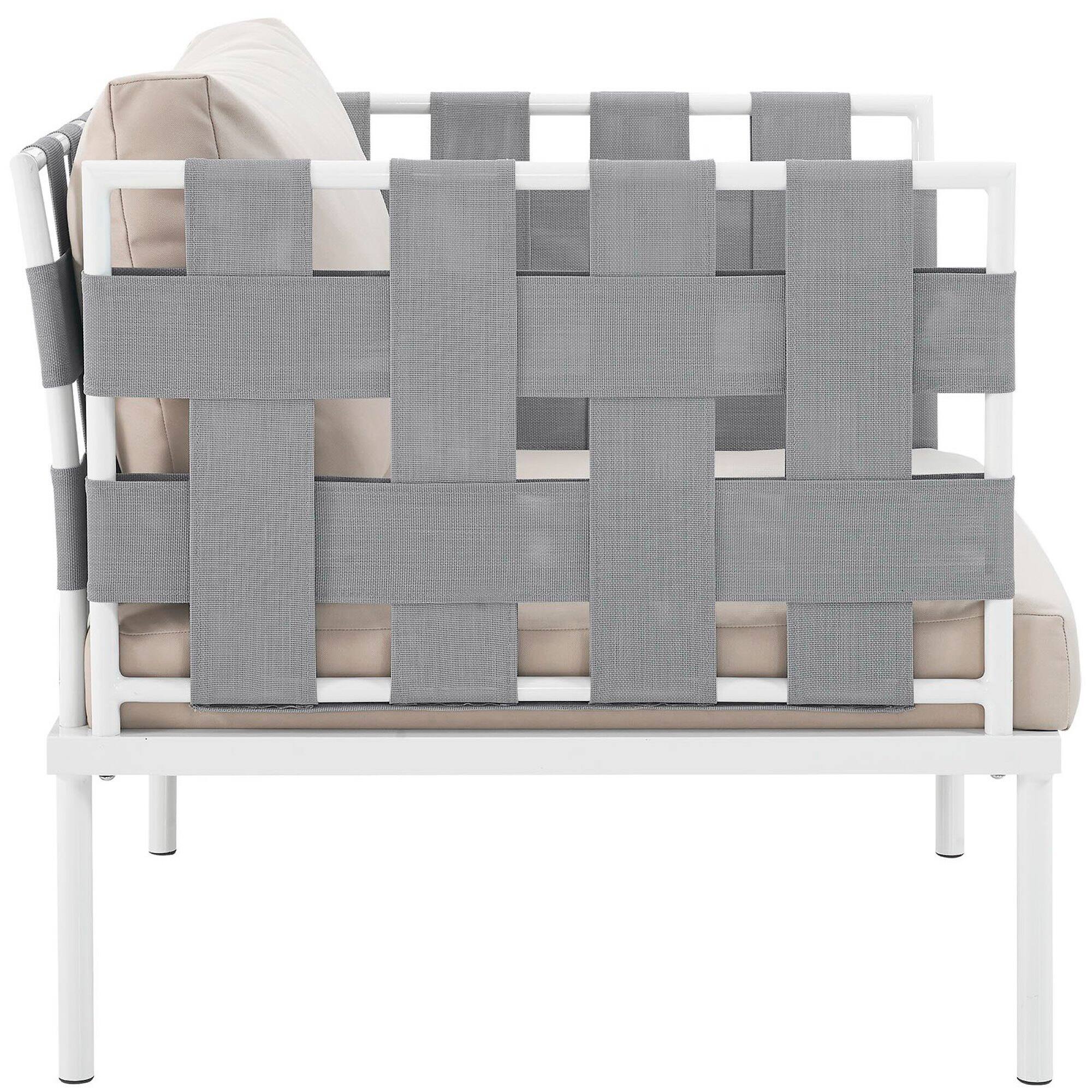 Left. Modway - Harmony Outdoor Patio Aluminum Armchair by Modway - White Beige.