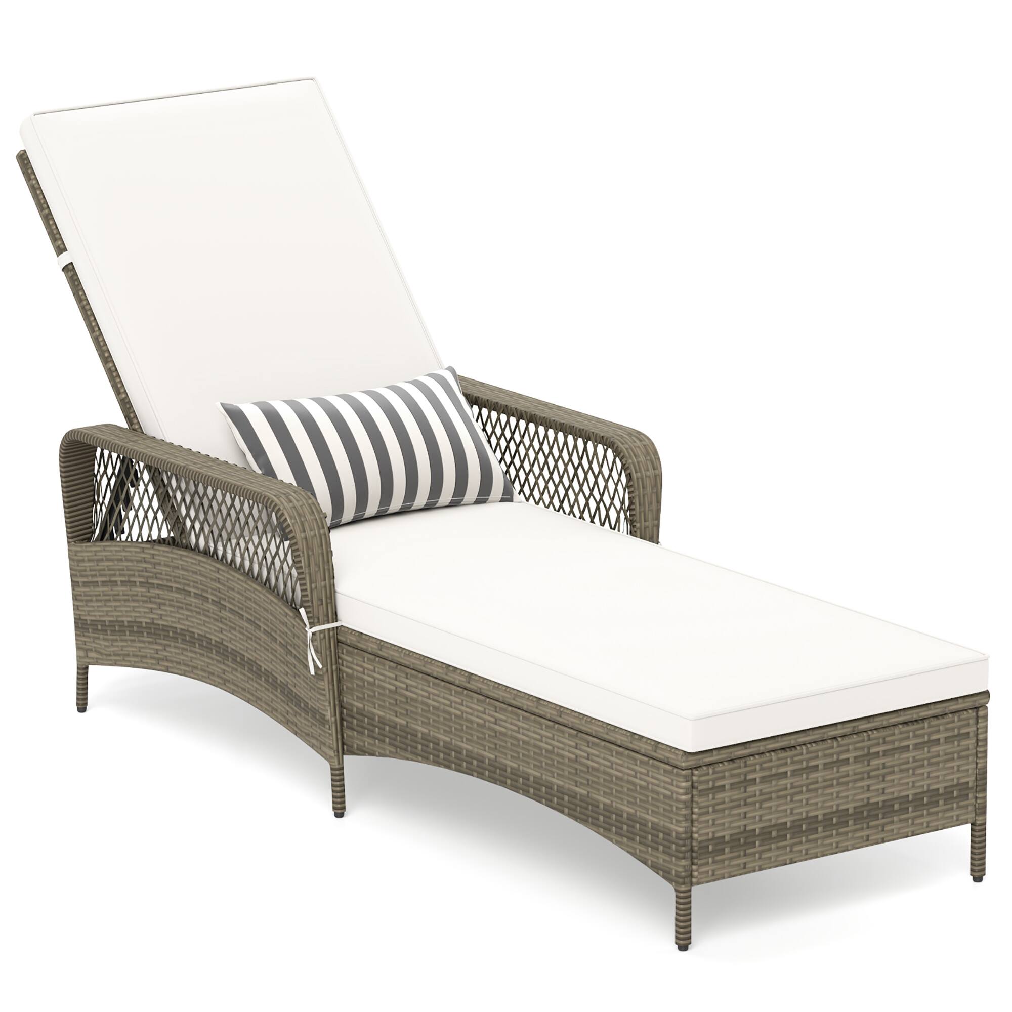 Gymax - PE Wicker Chaise Lounge Chair 6-Position Adjustable Patio Recliner w/ Soft Cushions - Mix Gray price history on PriceWatchPro