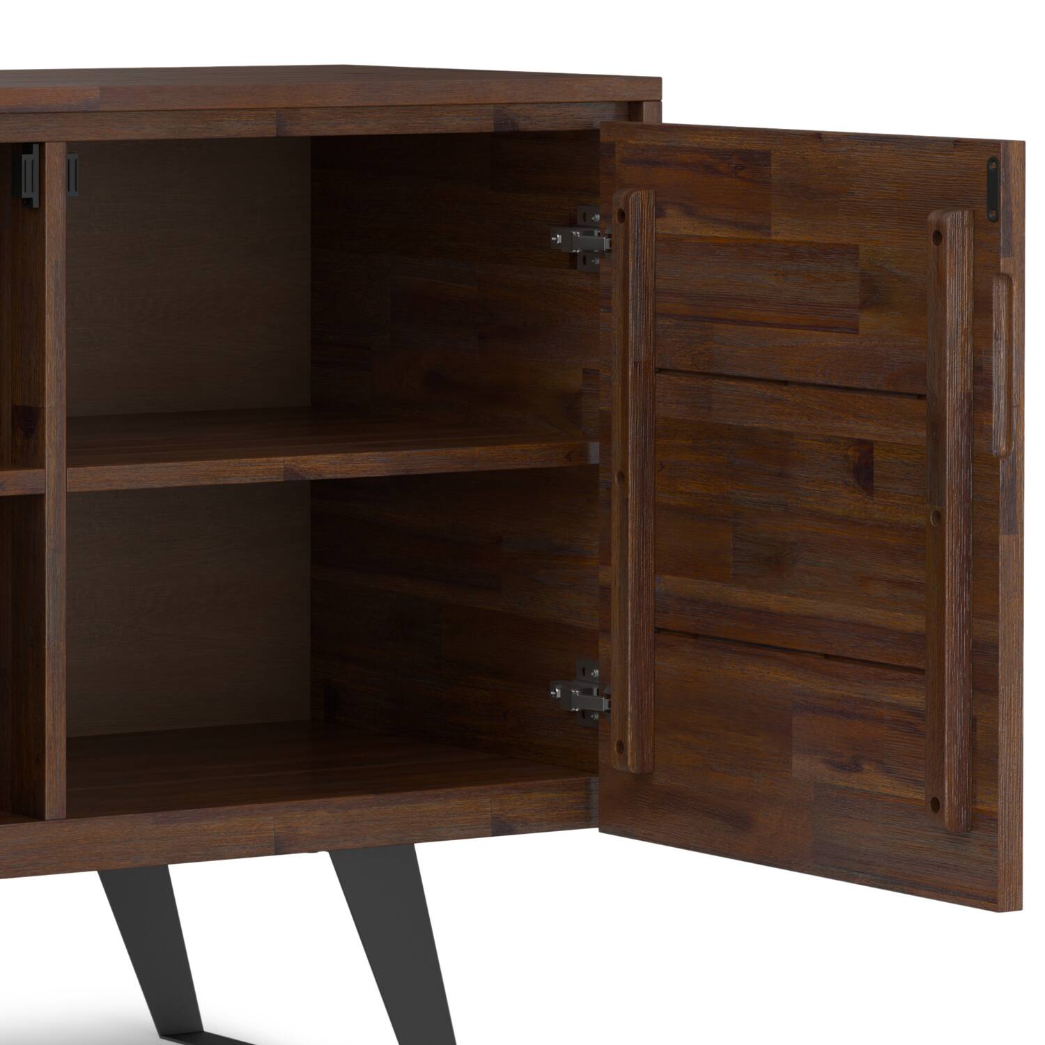 Alt View 6. Simpli Home - Lowry SOLID ACACIA WOOD 2 Door Sideboard Buffet in Distressed Charcoal Brown - Distressed Charcoal Brown.