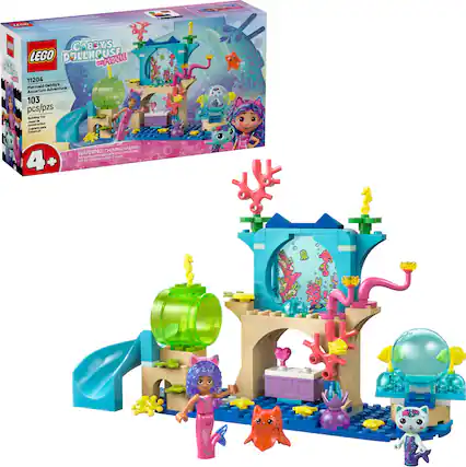 H - - LEGO DOLLHOUSE -MOVIE 11204 Mermald Gabby's Aquarium Adventure 103 pcs/pzs Bulldng T - - - - Calumar CHOKING HAZARD WARNING amal - and pe small yems Tim unater 1 4+ Aum fr mtren +