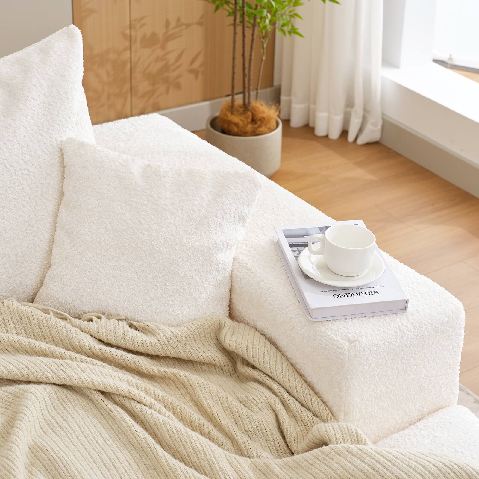 Alt View 3. Babevy - Oversized Modular Sectional Sofa with Chaise and Sleeper Bed Chenille Beige - Multiple colors/finishes.