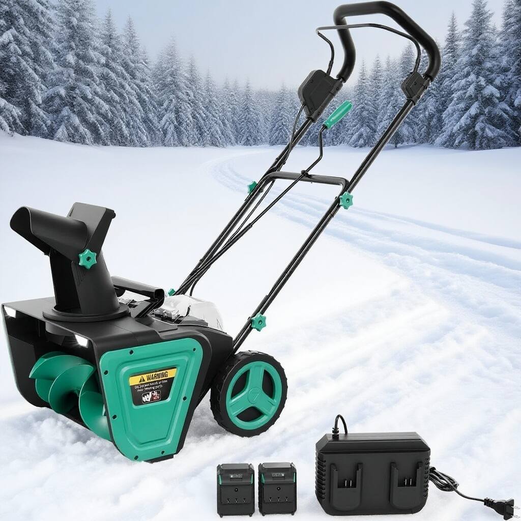 Front. Acekool - Electric Snow Blower Cordless, 180° Rotating, 23FT Throwing Distance.