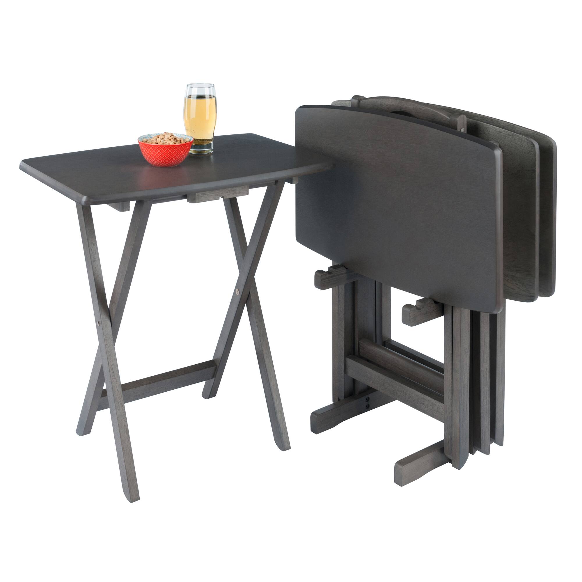 Alt View 1. Winsome Wood - Dylan 5-Pc Oversized Snack Table Set - Oyster Gray.