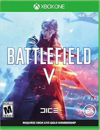 XBOX ONE
4K ULTRA HD HDR
XBOX ONE X ENHANCED
BATTLEFIELD V
MATURE 17+
M ESRB
REQUIRES XBOX LIVE GOLD MEMBERSHIP
DICE
EA - M (Mature 17+)