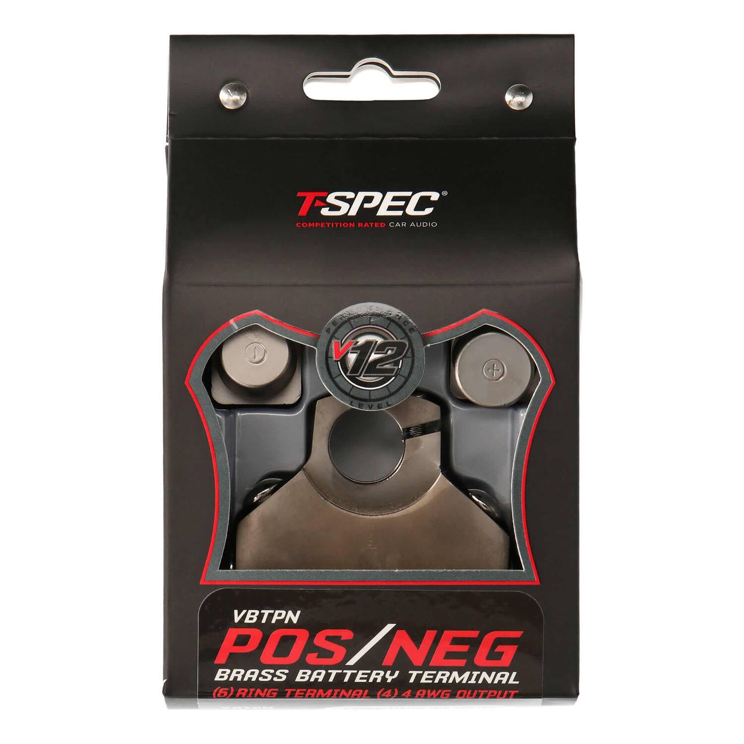 TSPEC COMPETITION RATEU CAR AUDIO 12 LEVEL VBTPN POS NEG BRASS BATTERY TERMINAL (6) RING TERMINAL (4) 4 AWG OUTPUT