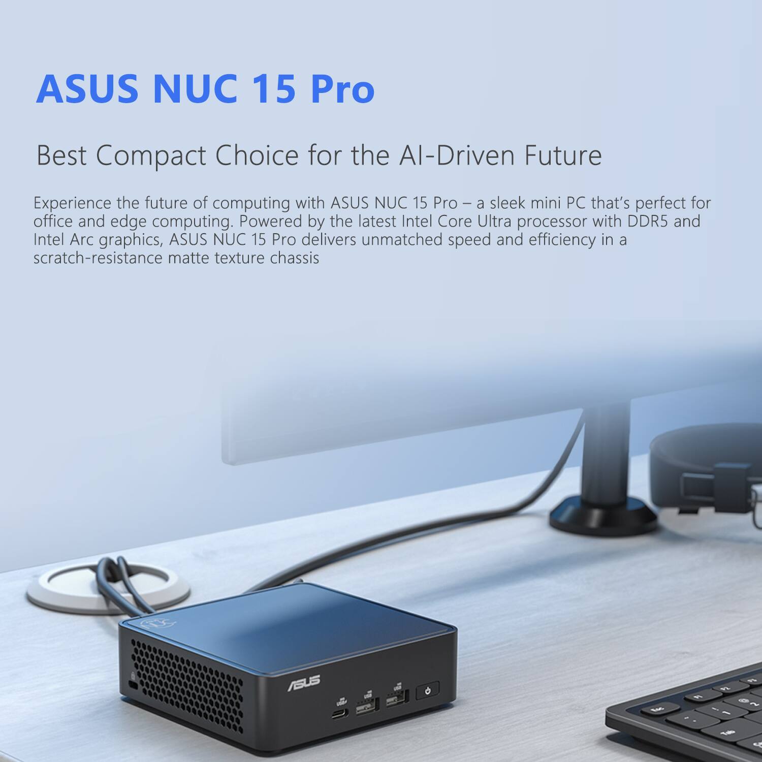Alt View 3. ASUS - NUC 15 Desktop - Intel Core Ultra 5 225H with 32GB DDR5 RAM - 1TB SSD - Windows 11 Pro - Black - Black.