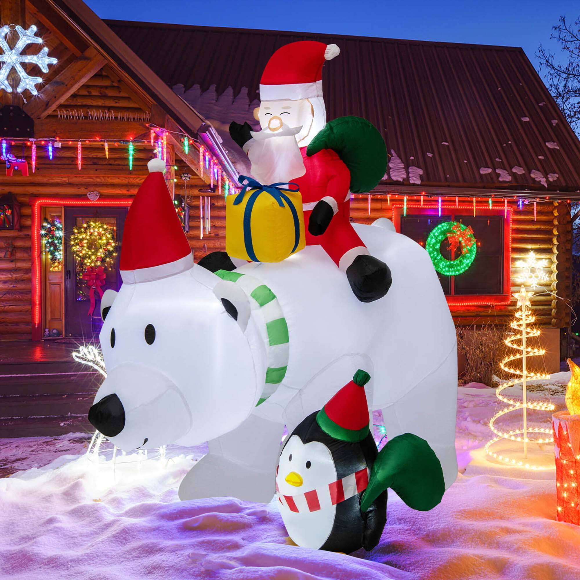 Alt View 1. Costway - Costway 7 FT Tall Inflatable Polar Bear with Penguin Gift Bags & Gift Box Shaking Head - Multicolor.