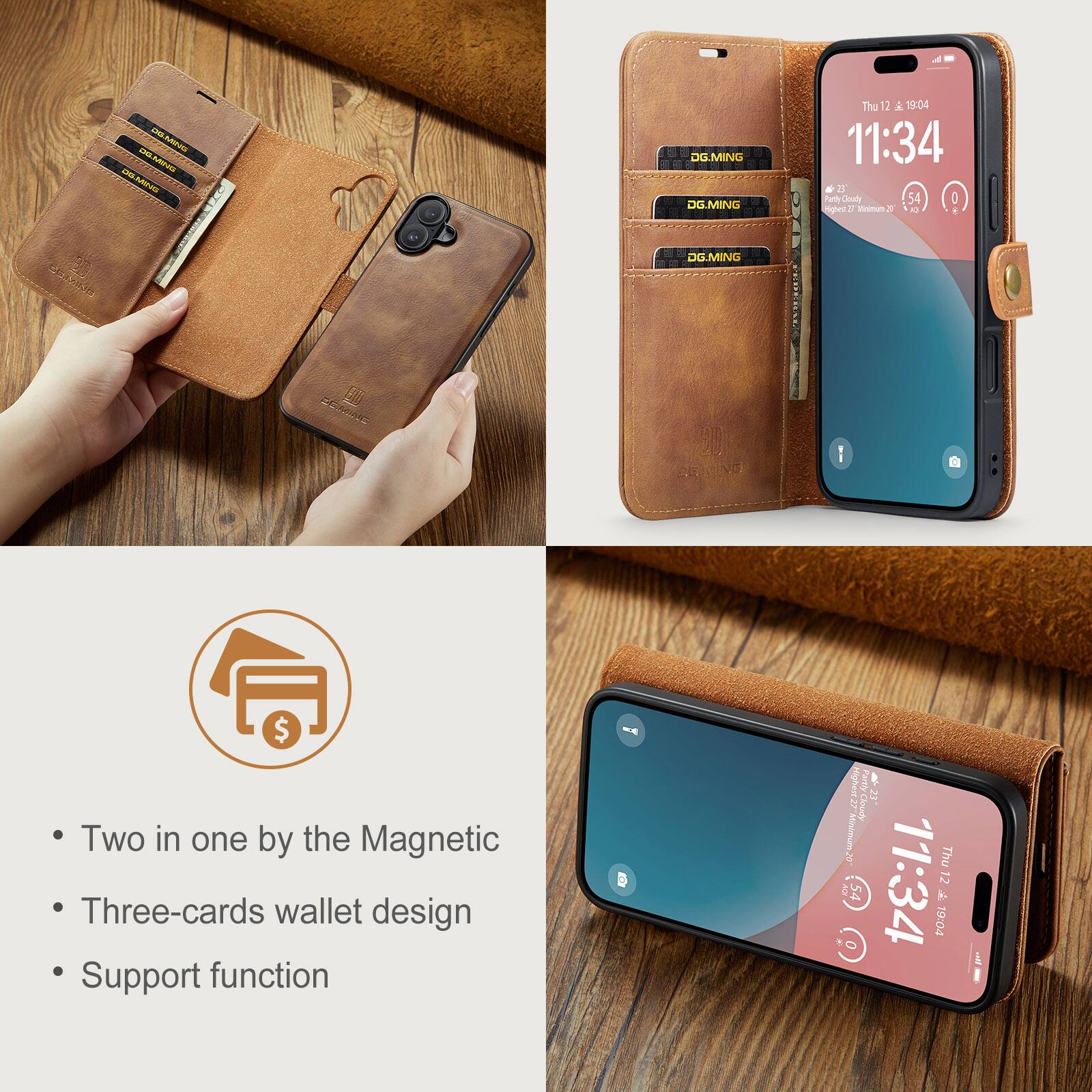 DG.MING

Two in one by the Magnetic Three-cards wallet design Support function

Thu 11:34 19:04

54 0

Minimum 20