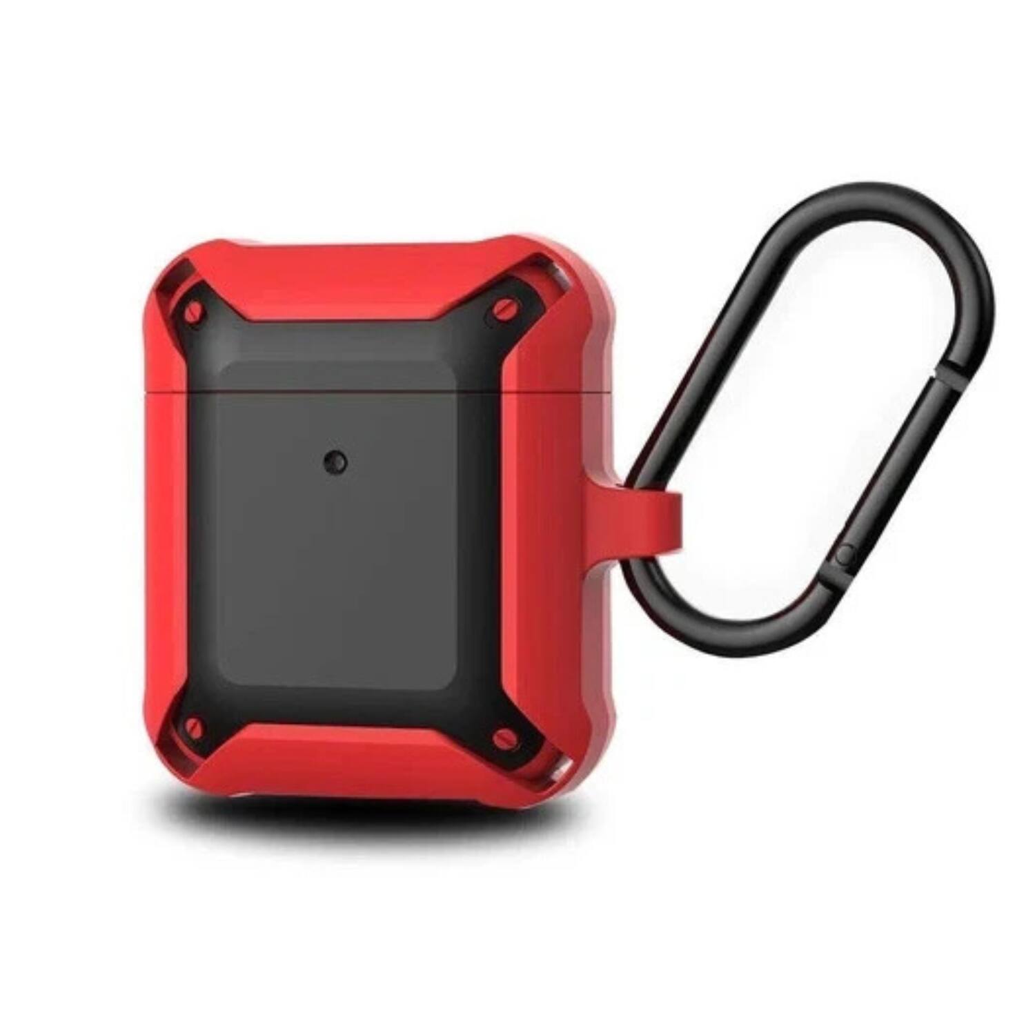 Front. Home Collection - Shockproof AirPods Case Cover with Keychain - AirPods 1st / AirPods 2nd Red+Black.