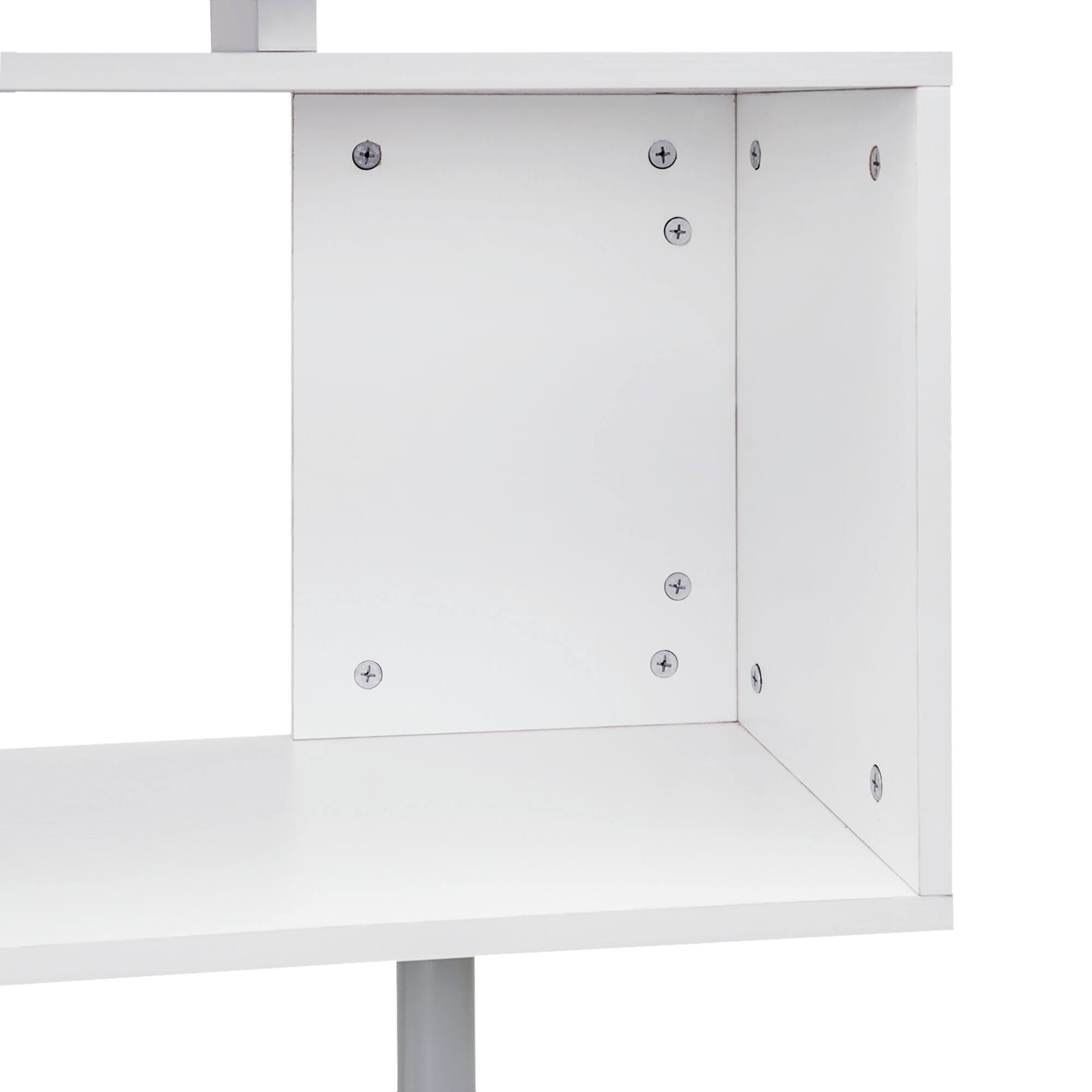 Alt View 7. Homcom - 55" 360° Rotating Corner Computer Desk Modern L-Shaped Home Office Workstation with 3-Tier Storage Shelves - White.