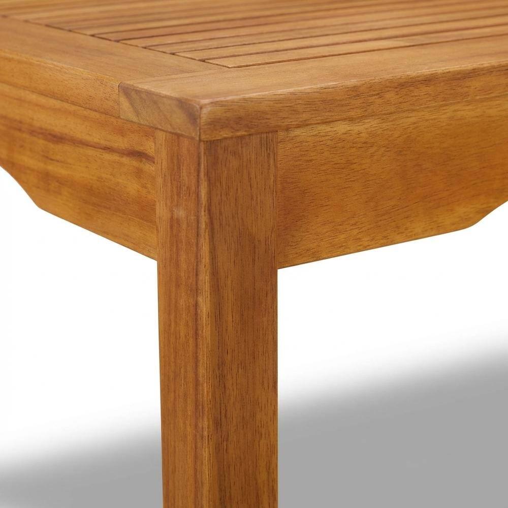Back. Outdoor Escape - Wooden Patio Set Oil-Finish Dining Table with Outdoor 6 Chairs - Brown.