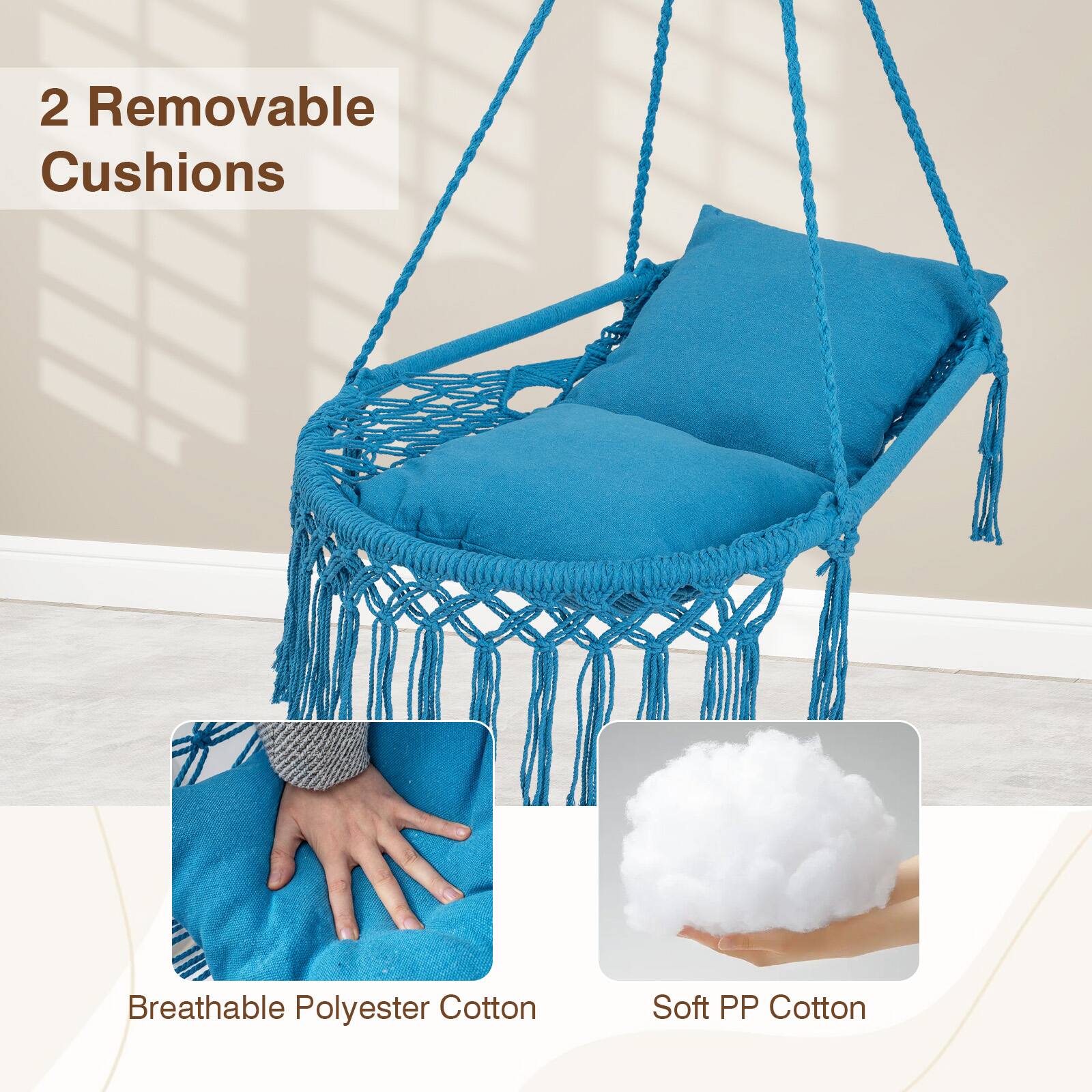 2 Removable Cushions

Breathable Polyester Cotton

Soft PP Cotton