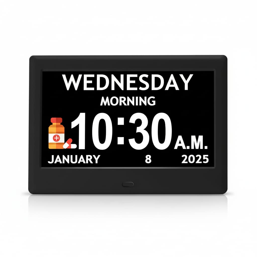 Dazzed Corner - Digital Clocks, 7'' Digital Calendar for Seniors Large Display - Black
