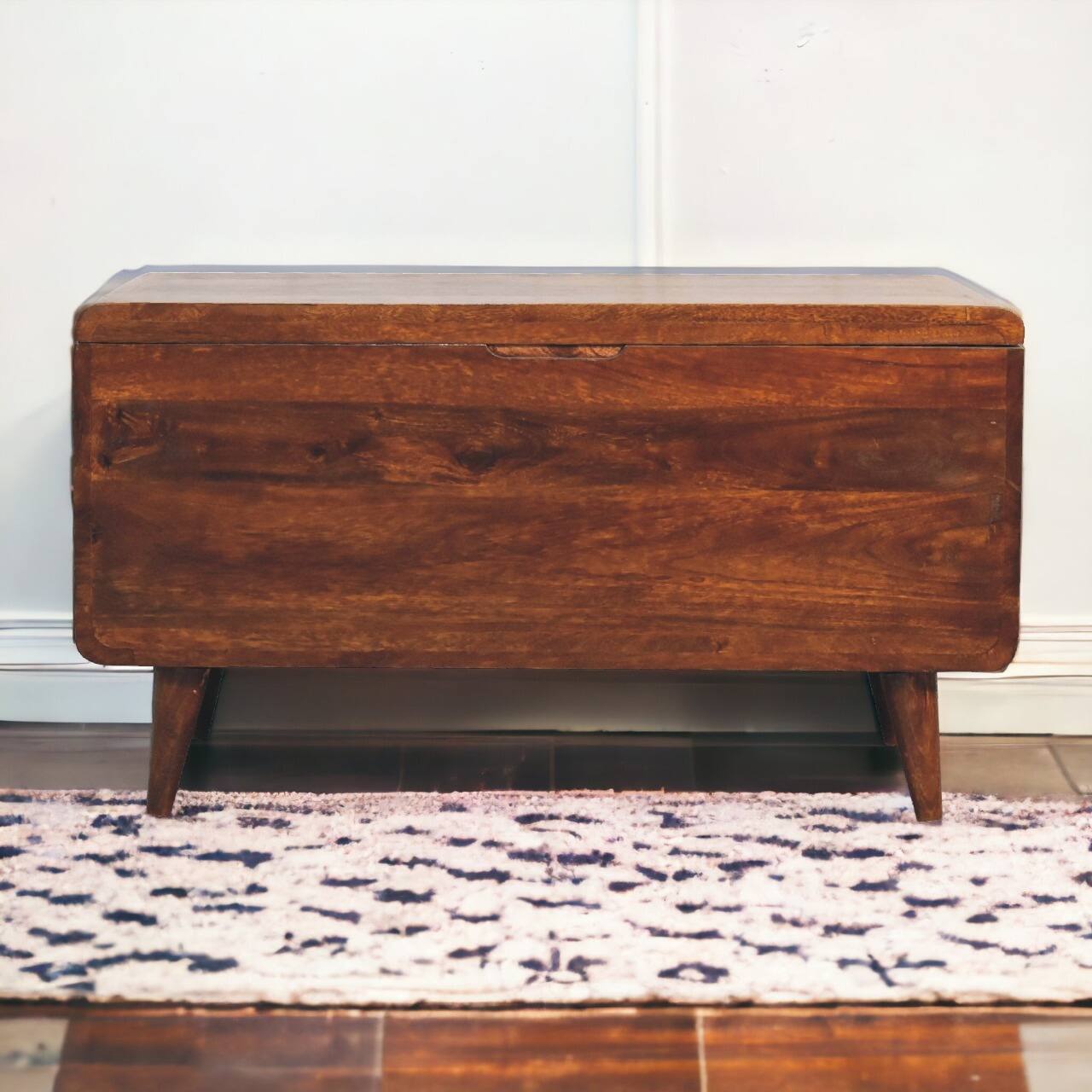 Alt View 7. Artisan Furniture - Artisan Furniture Solid Wood Curved Chestnut Blanket Box, Dark Brown - Dark Brown.