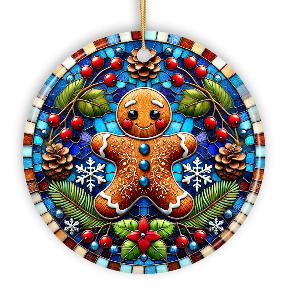 Front. OrnamentallyYou - Winter Woodland Gingerbread Man Ornament Cozy Yuletide Companion for Christmas Decor - Multi-colored.