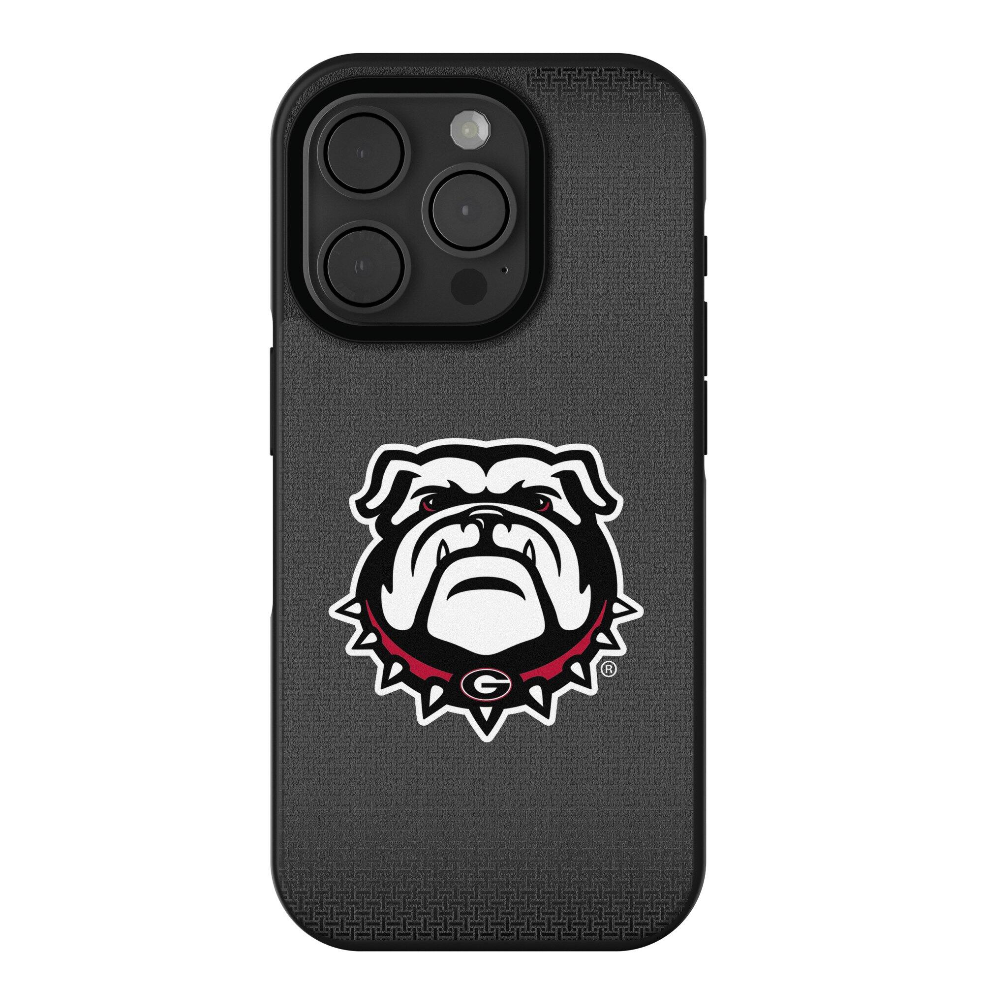 Front. Keyscaper - Georgia Bulldogs Linen Logo iPhone Bump Case - 16 - Black.