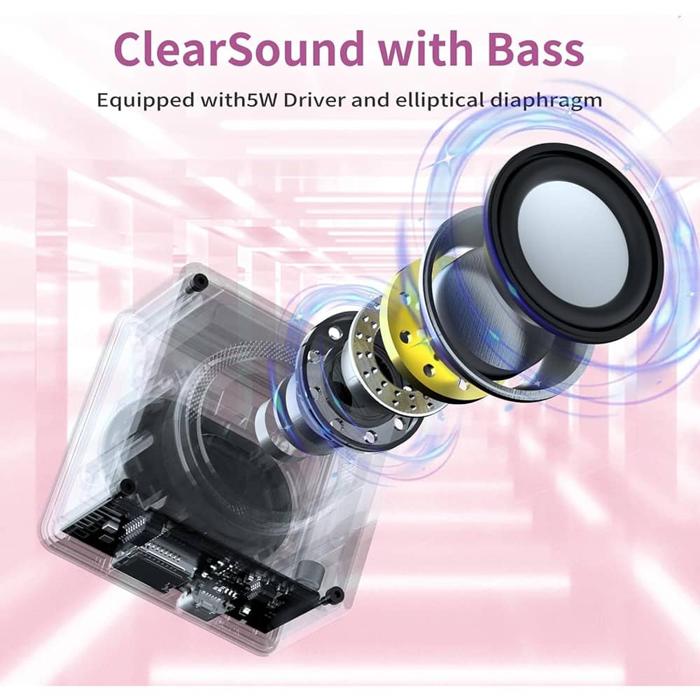 ACJPR - Mini Bluetooth Speaker, Wireless Portable 5W Speaker with Clear Sound, TWS & TF Card Support, Lanyard for Outdoor Use