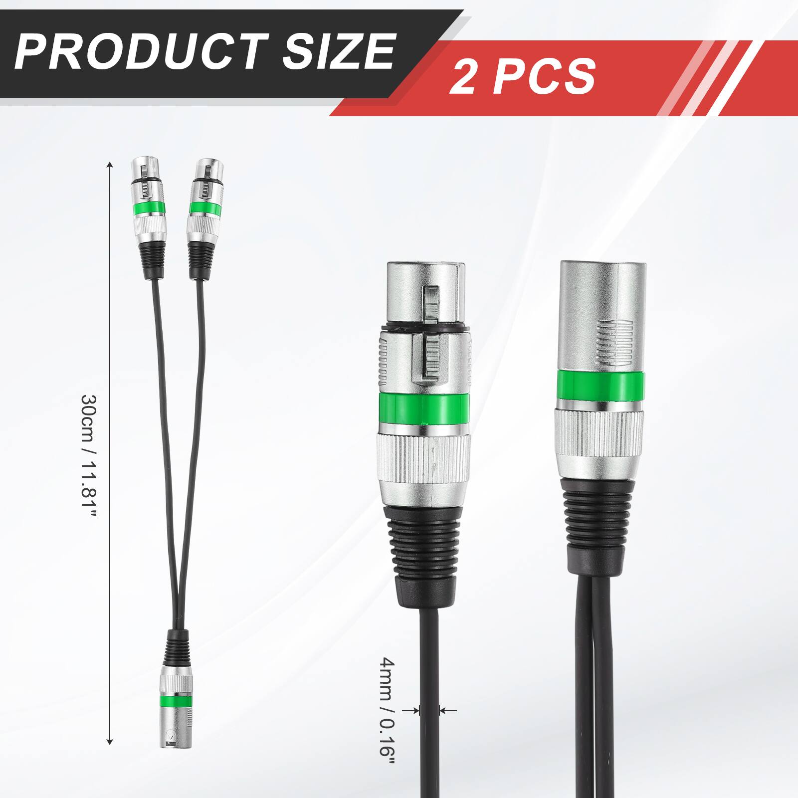 PRODUCT SIZE  
2 PCS  
30cm / 11.81"  
4mm / 0.16"