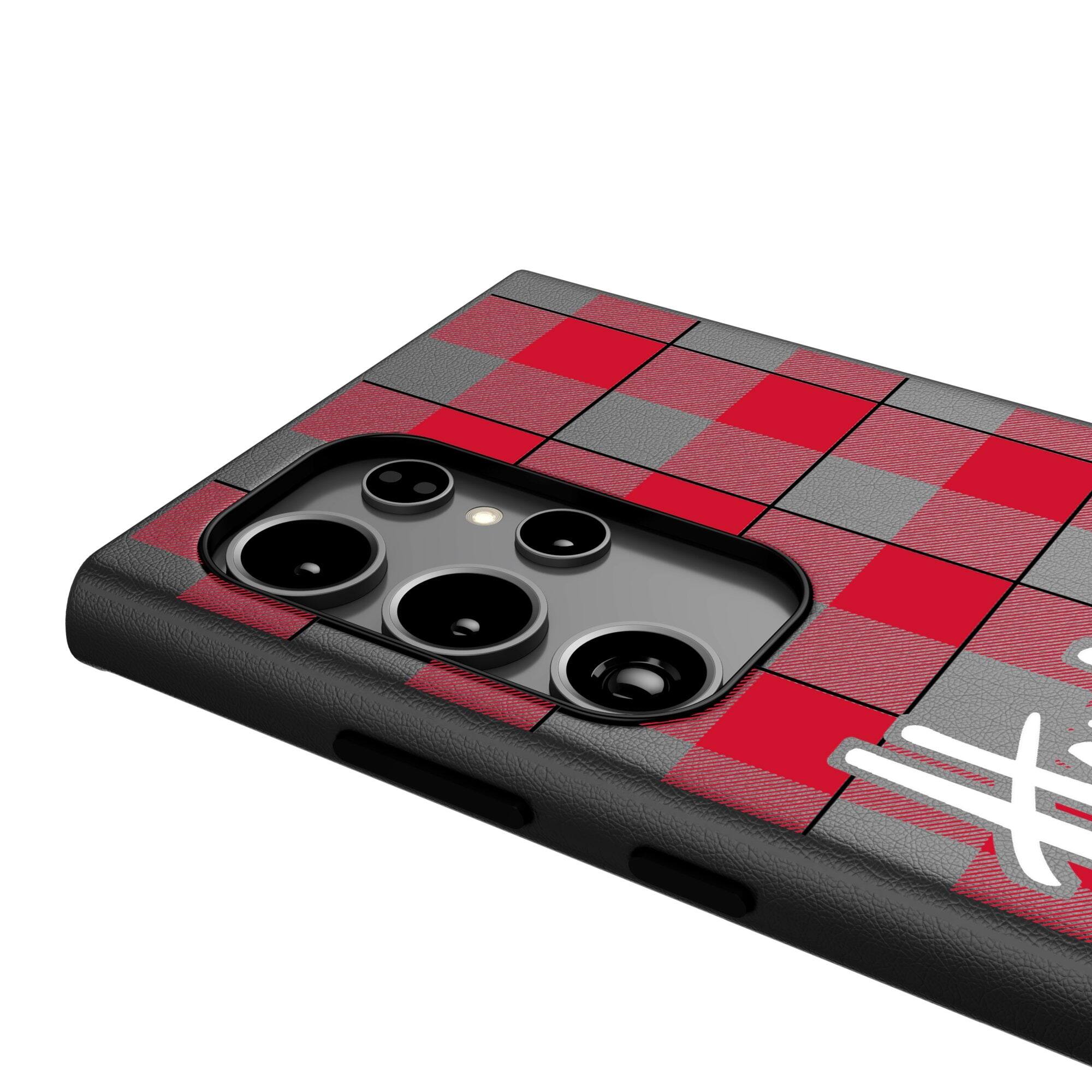 Alt View 3. Keyscaper - Nebraska Huskers Plaid Galaxy Magnetic Bump Case - S25 - Black.