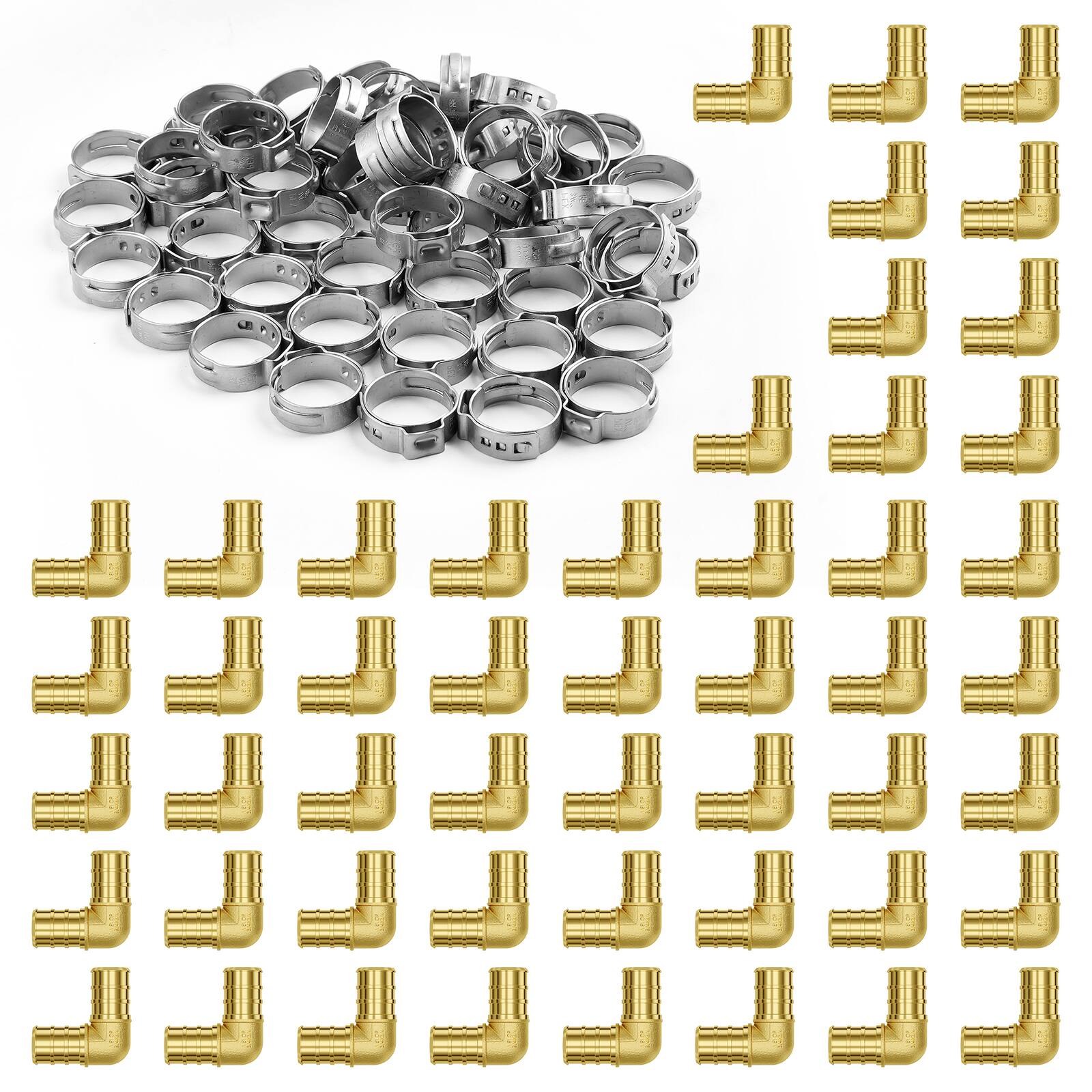 "VEVOR - Pipe Fittings, 3/4"" 50PCS Brass Pipe Fittings, Clamp-style Elbows Pipe Connector Brass Air Fittings - Brass color" price history on PriceWatchPro