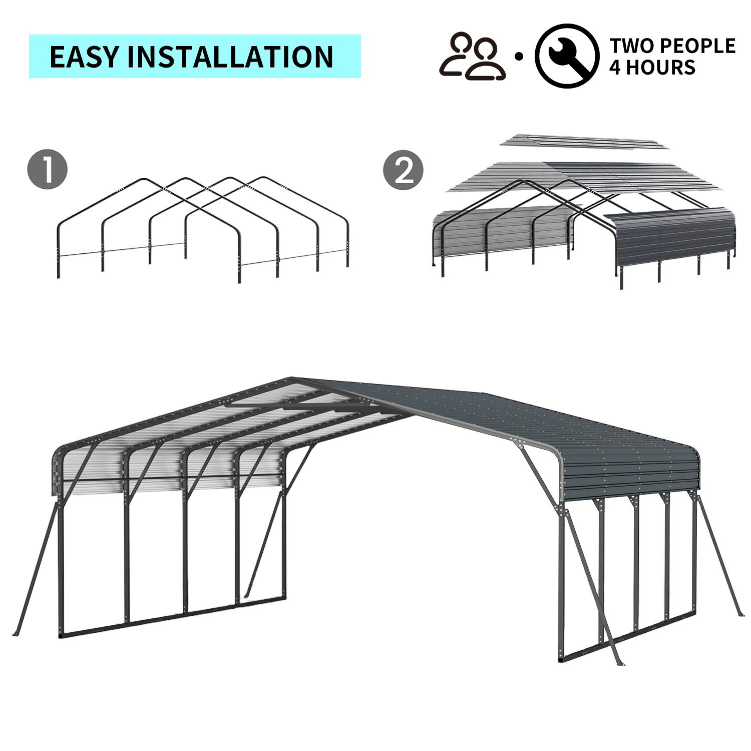 EASY INSTALLATION

TWO PEOPLE 4 HOURS

1

2