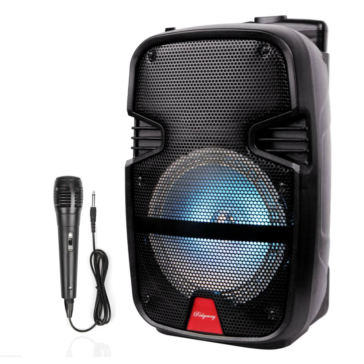 Front. Stock Preferred - 8" Wireless Portable Party Bluetooth Speaker with Mic & Remote - Black.