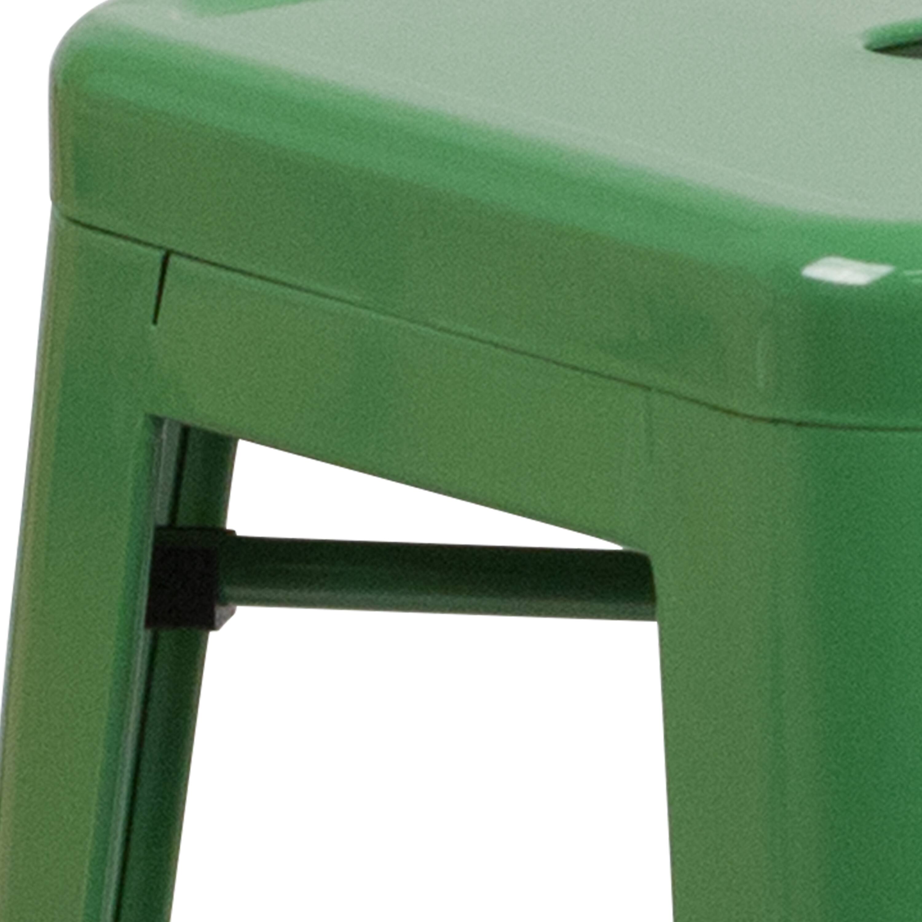 Alt View 8. Emma + Oliver - Commercial Grade 24"H Backless Metal Indoor-Outdoor Counter Stool w/ Square Seat - Green.