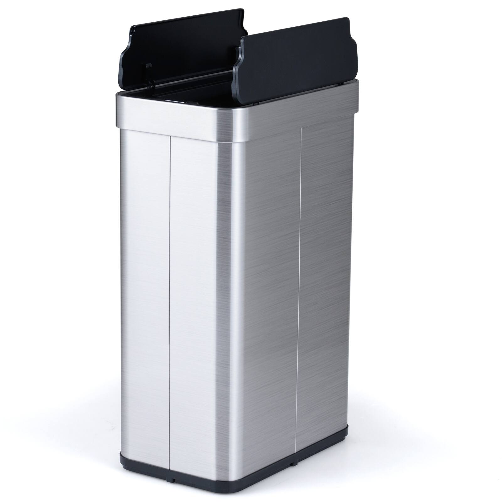 Alt View 9. Gymax - Gymax 16 Gallon Trash Can w/Wing Lids for Bedroom Bathroom Kitchen Stay OpenSliver - Silver.