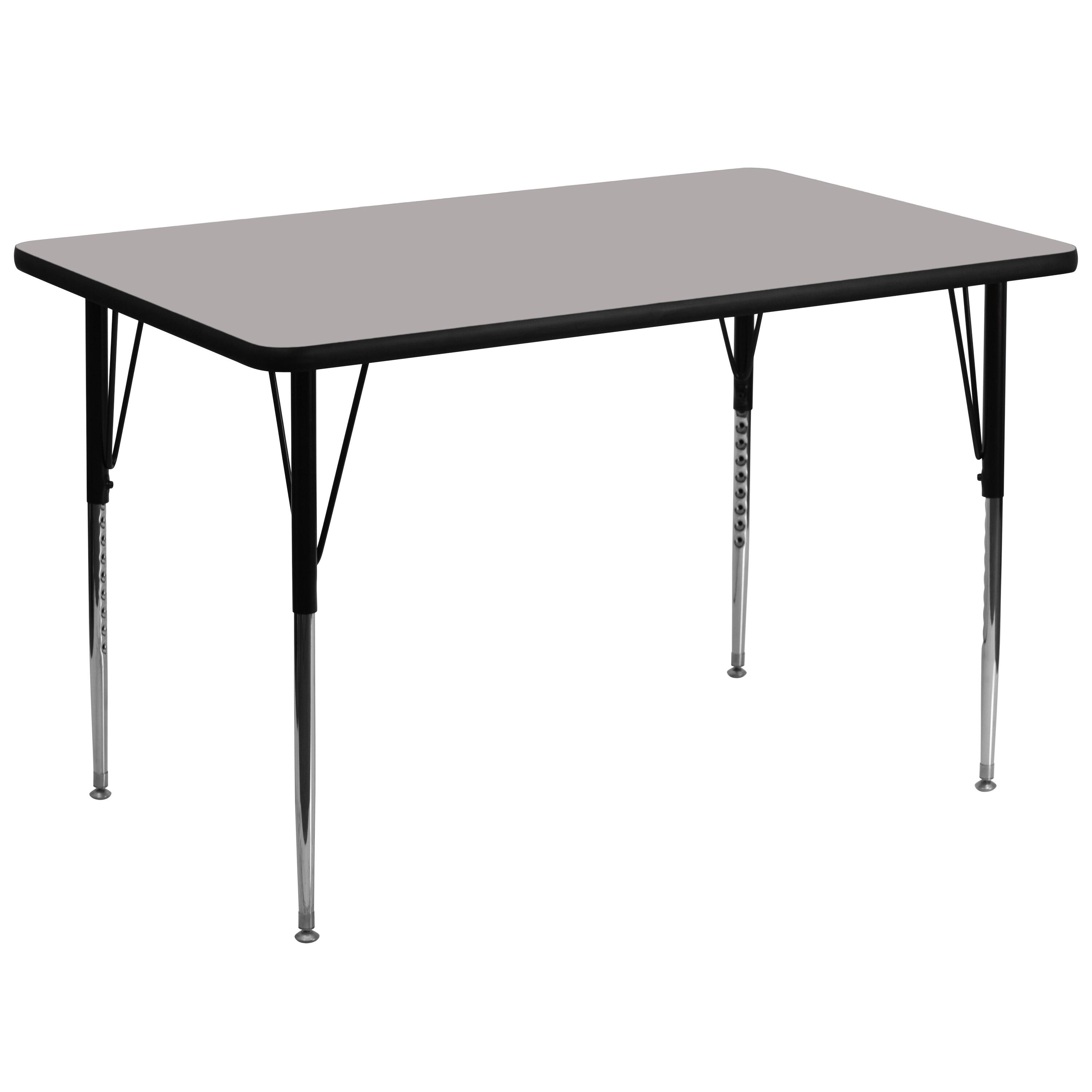 Front. Emma + Oliver - 36x72 Rectangle HP Laminate Adjustable Activity Table - Gray.