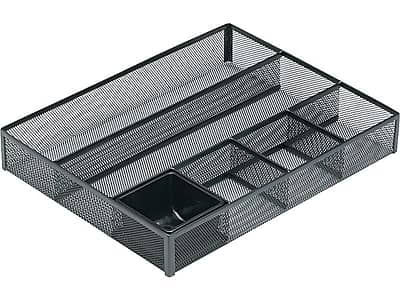 Eldon - Rolodex Mesh 6-Compartment Drawer Organizer - Black