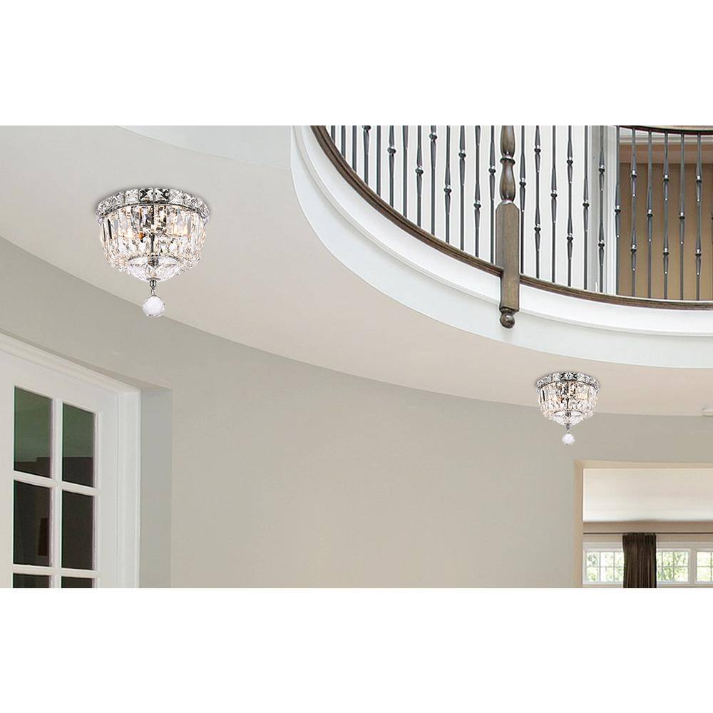 Left. Elegant Lighting - Tranquil 2 light Chrome Flush Mount Clear Royal Cut Crystal - Chrome.
